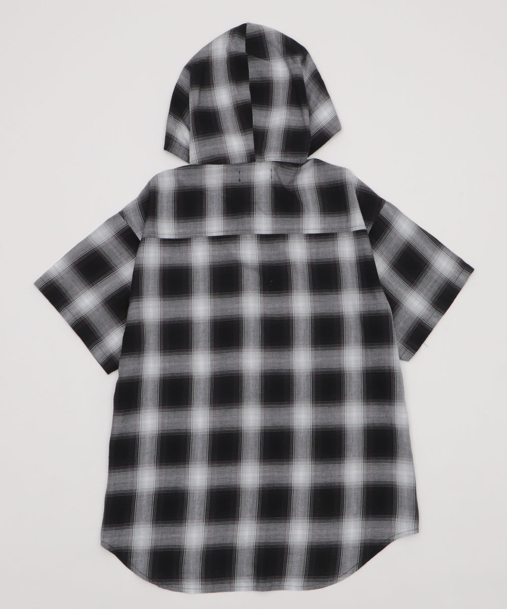 フードチェックBIGシャツ（S）