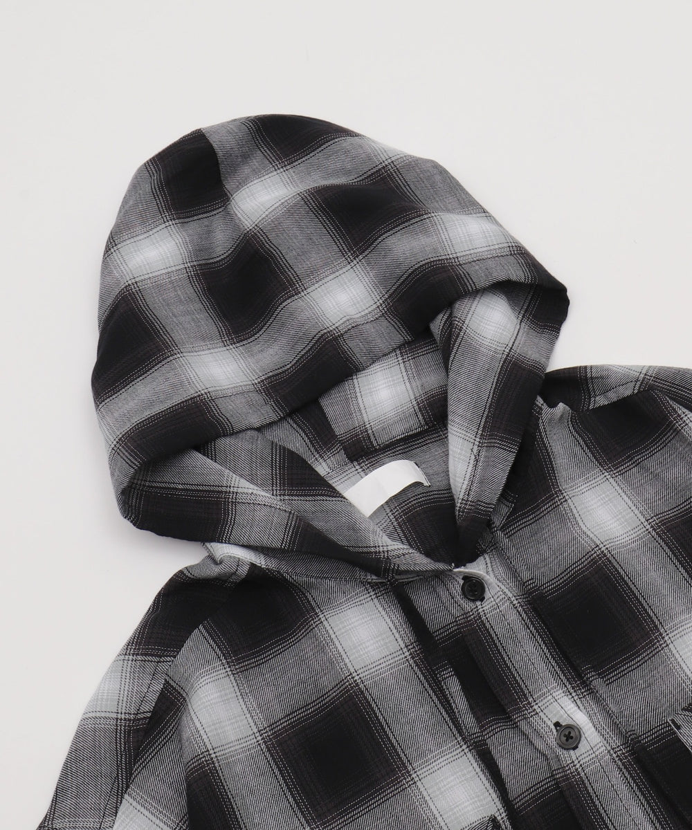 フードチェックBIGシャツ（S）