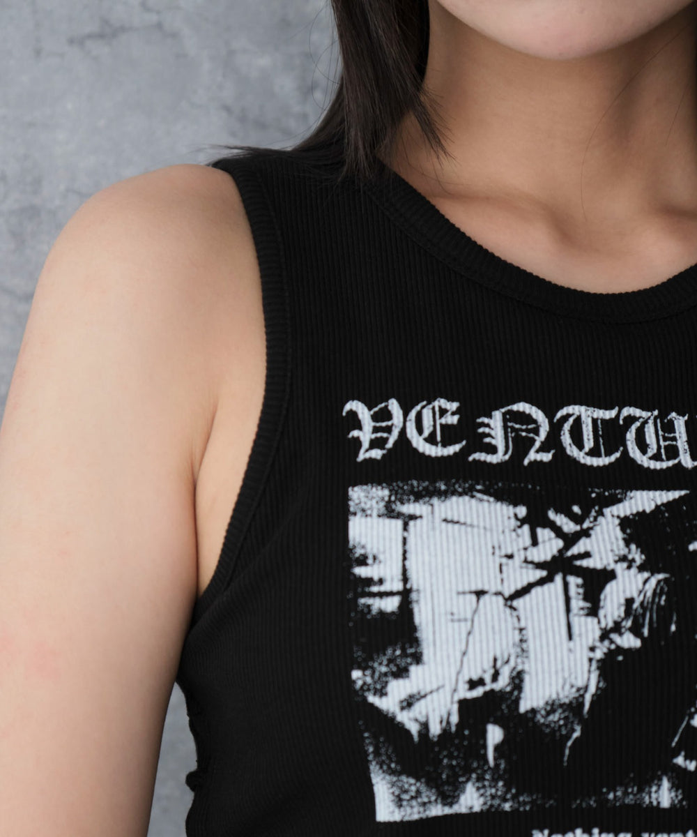 サイドレースアップグラフィックタンク