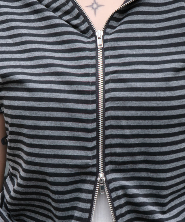 ボーダーサイドドロストWジップパーカー