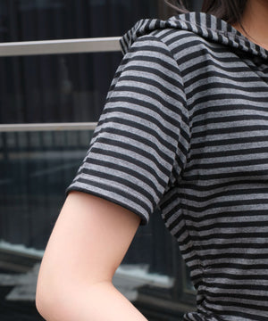 ボーダーサイドドロストWジップパーカー