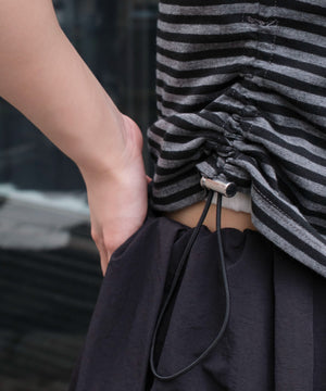 ボーダーサイドドロストWジップパーカー