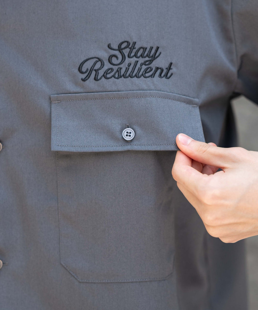 刺繍ロゴツイルワークシャツ