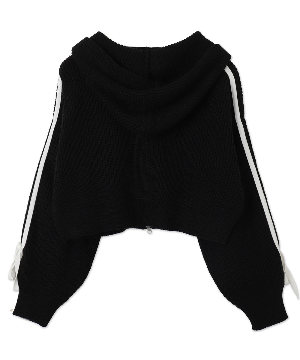 ラインリボンダブルジップニットパーカー