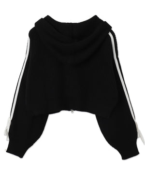 ラインリボンダブルジップニットパーカー