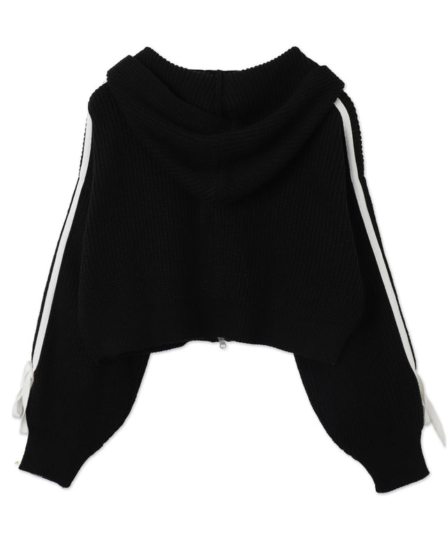 ラインリボンダブルジップニットパーカー