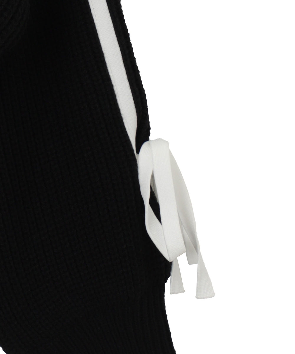 ラインリボンダブルジップニットパーカー