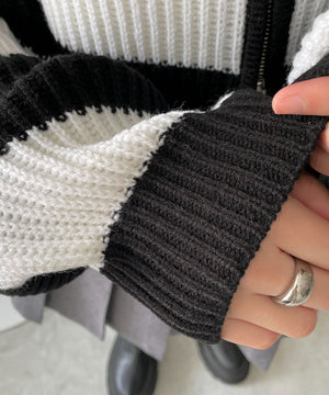 ダブルジップショートニットブルゾン