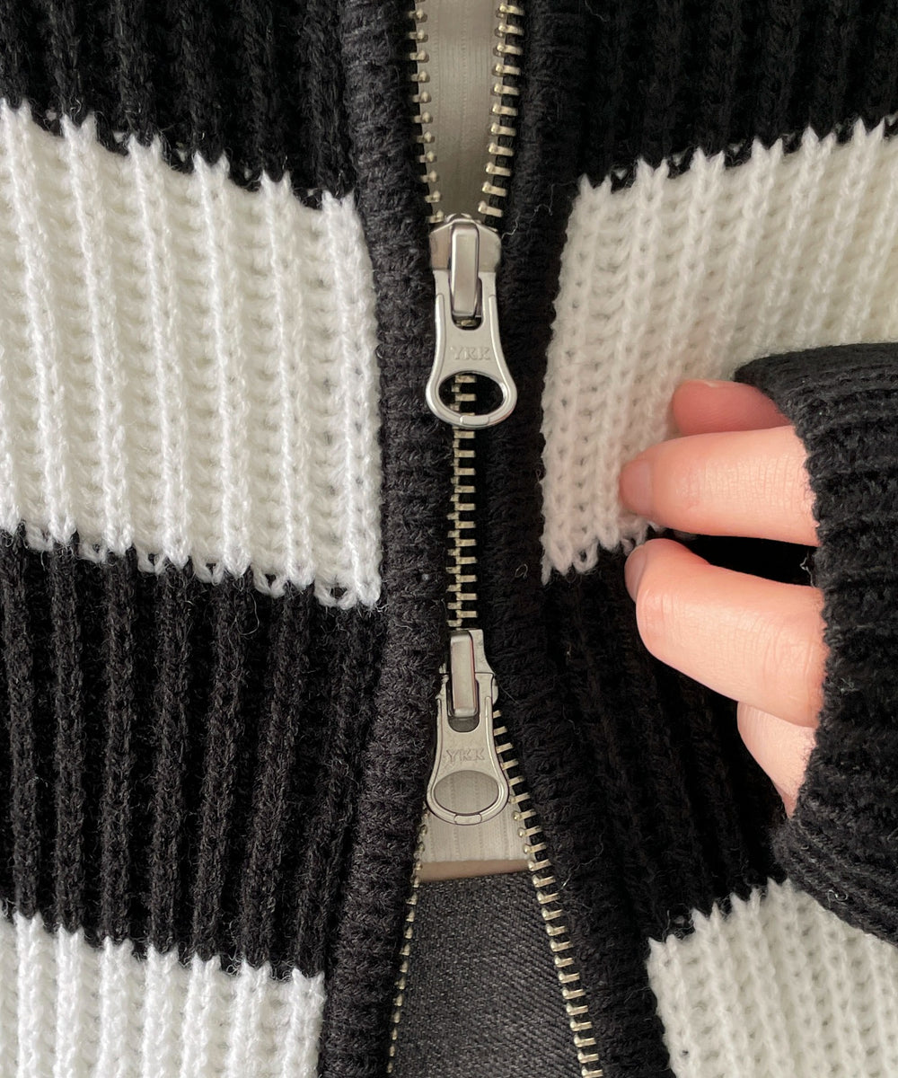 ダブルジップショートニットブルゾン