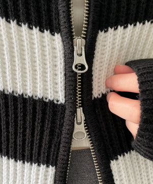 ダブルジップショートニットブルゾン