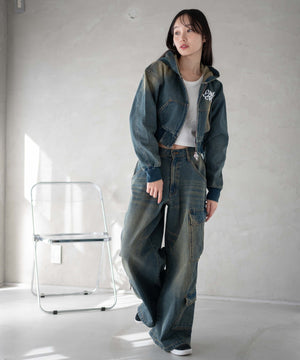 デニム中濃加工 モデル：161cm F着用