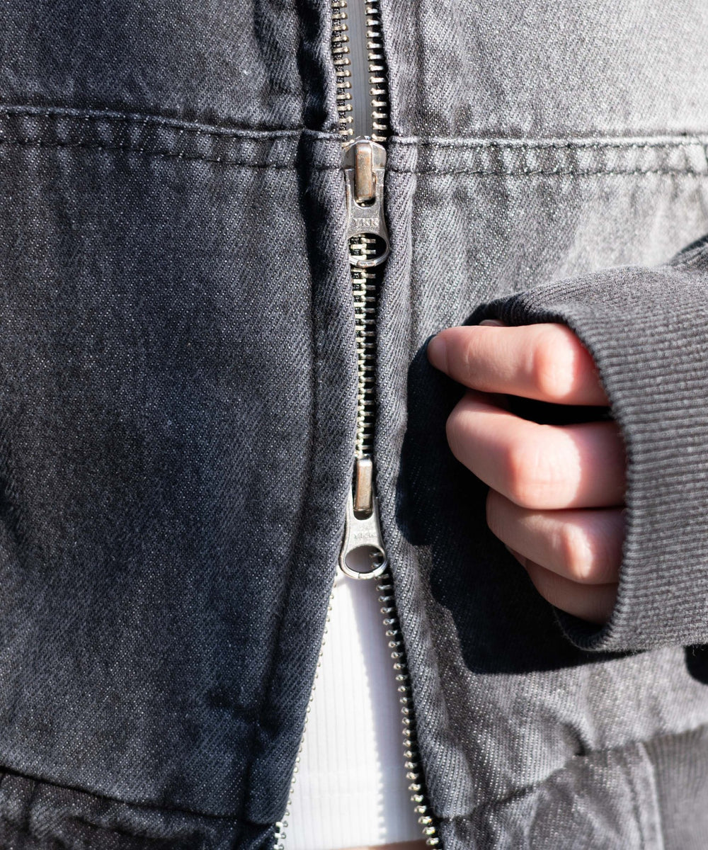 ヴィンテージウォッシュショートフードブルゾン