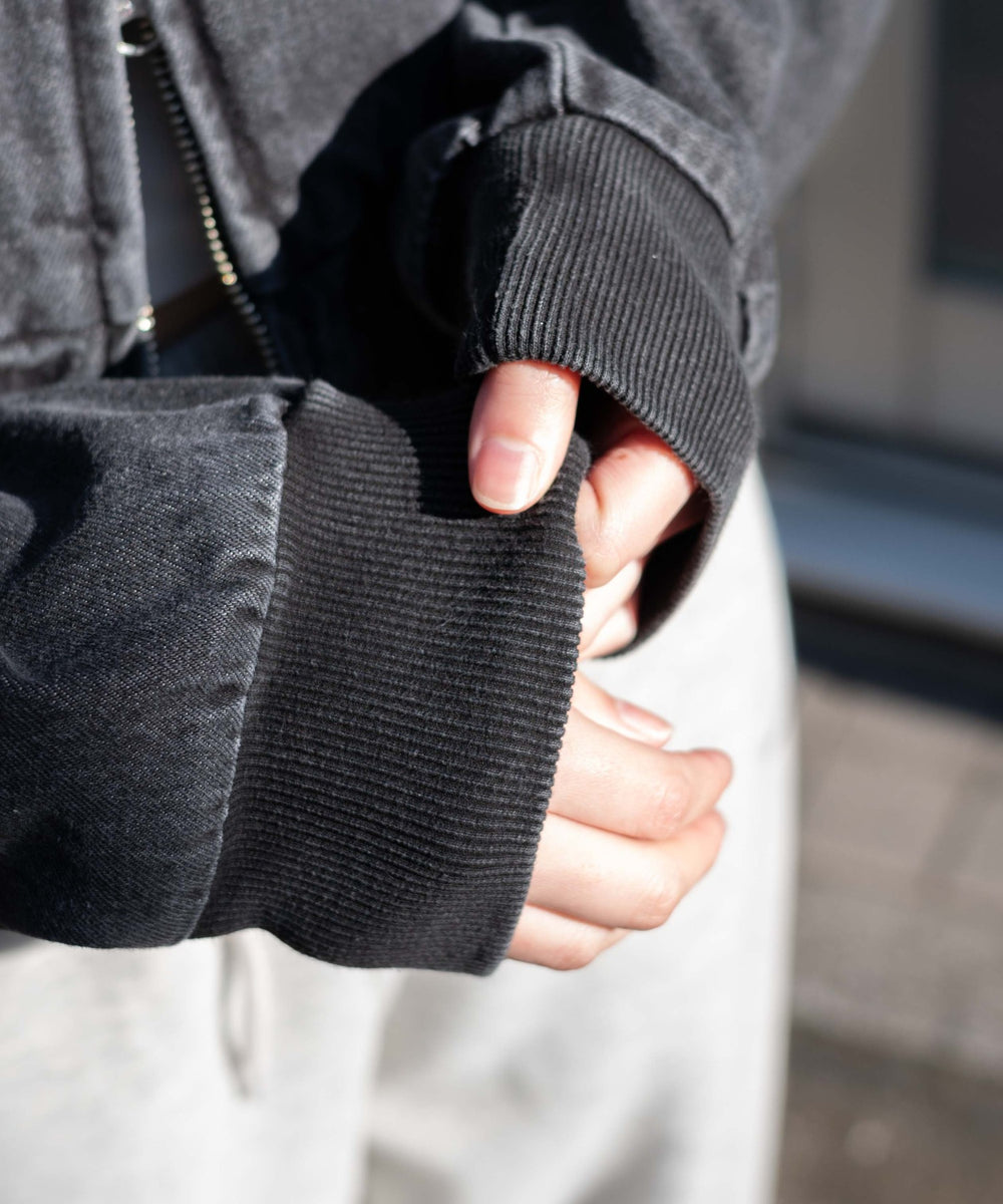 ヴィンテージウォッシュショートフードブルゾン