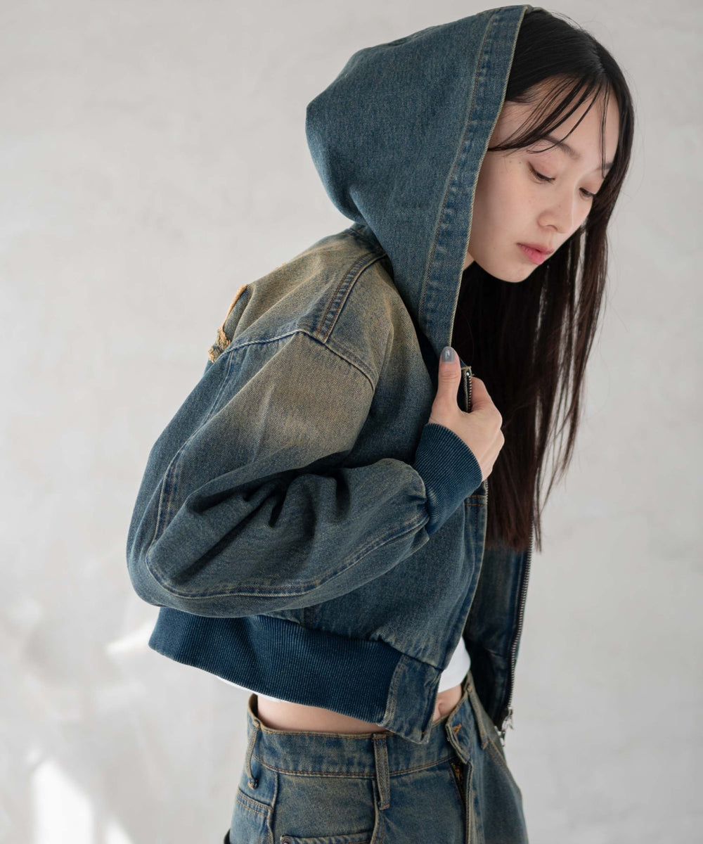 デニム中濃加工 モデル：161cm F着用