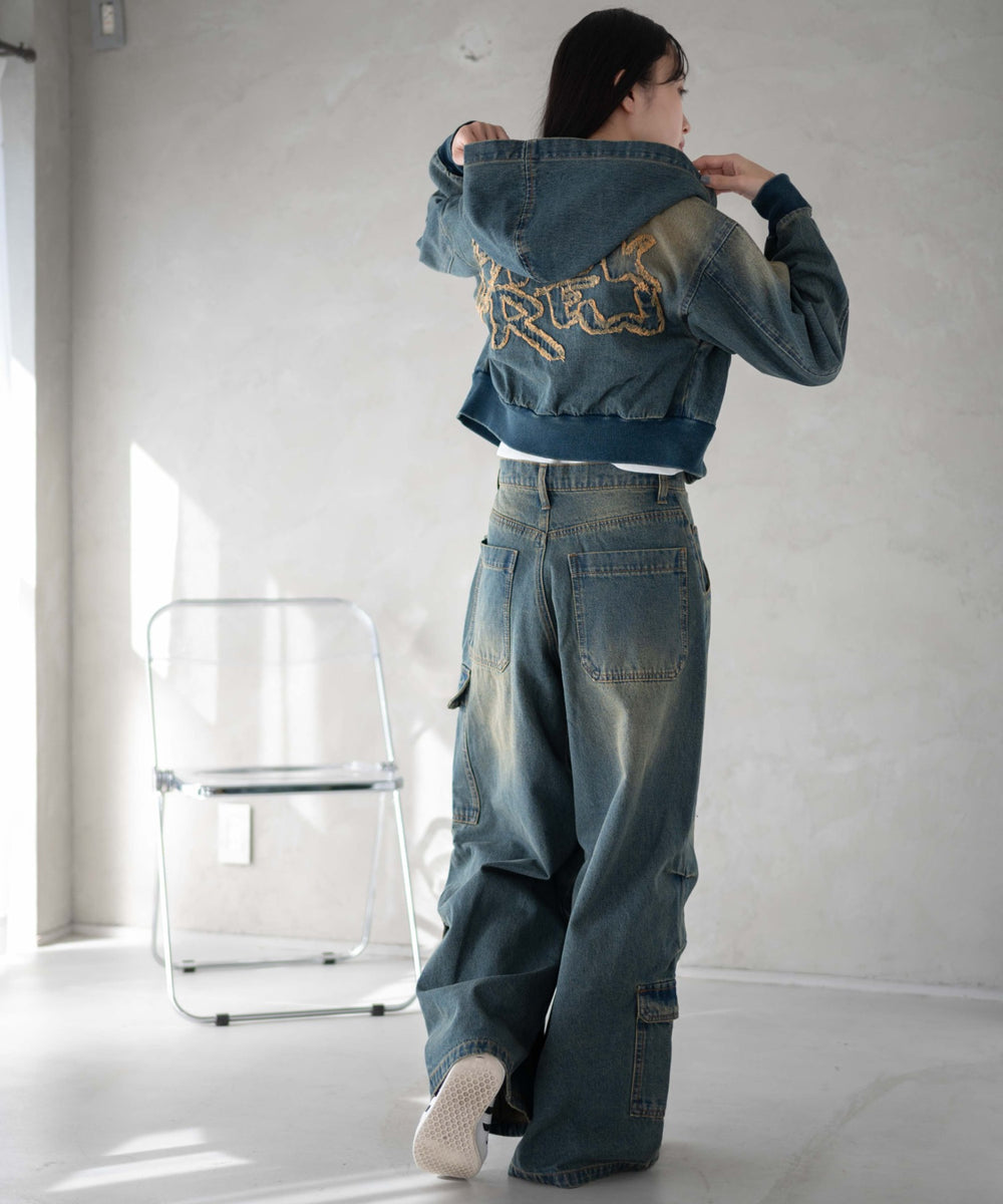 デニム中濃加工 モデル：161cm F着用