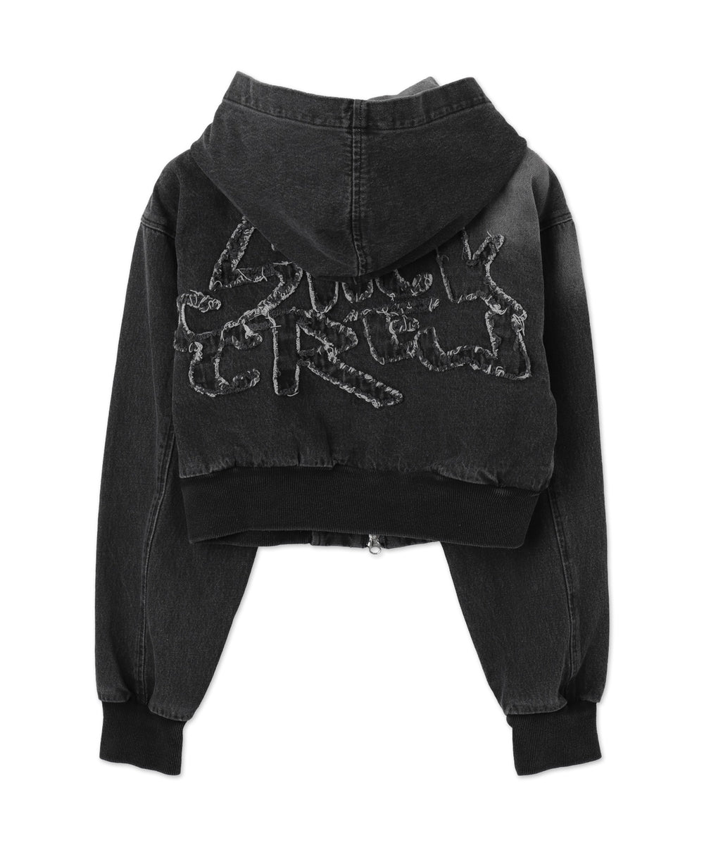 ヴィンテージウォッシュショートフードブルゾン