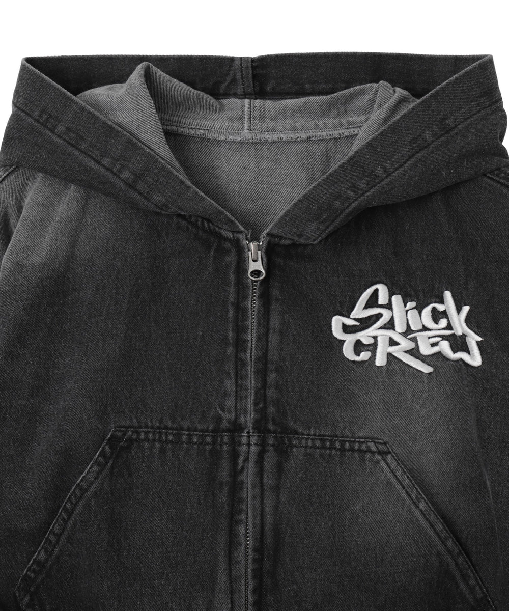 ヴィンテージウォッシュショートフードブルゾン