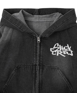 ヴィンテージウォッシュショートフードブルゾン