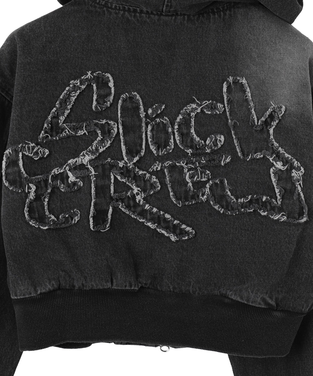 ヴィンテージウォッシュショートフードブルゾン