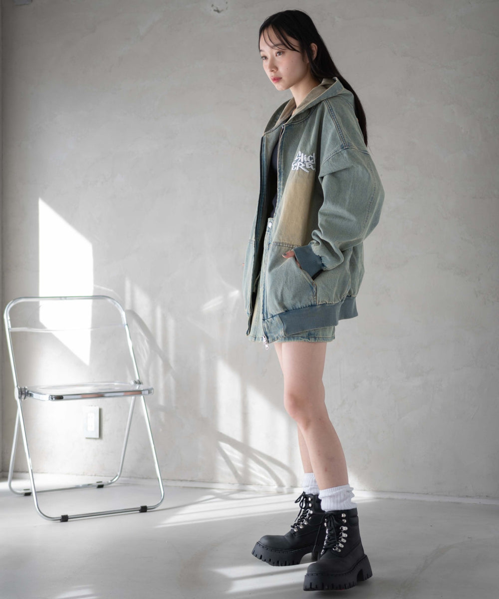 デニム淡加工 モデル：161cm F着用