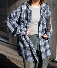 フードチェックBIGシャツ