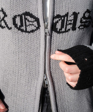 クロスダメージニットBIGブルゾン