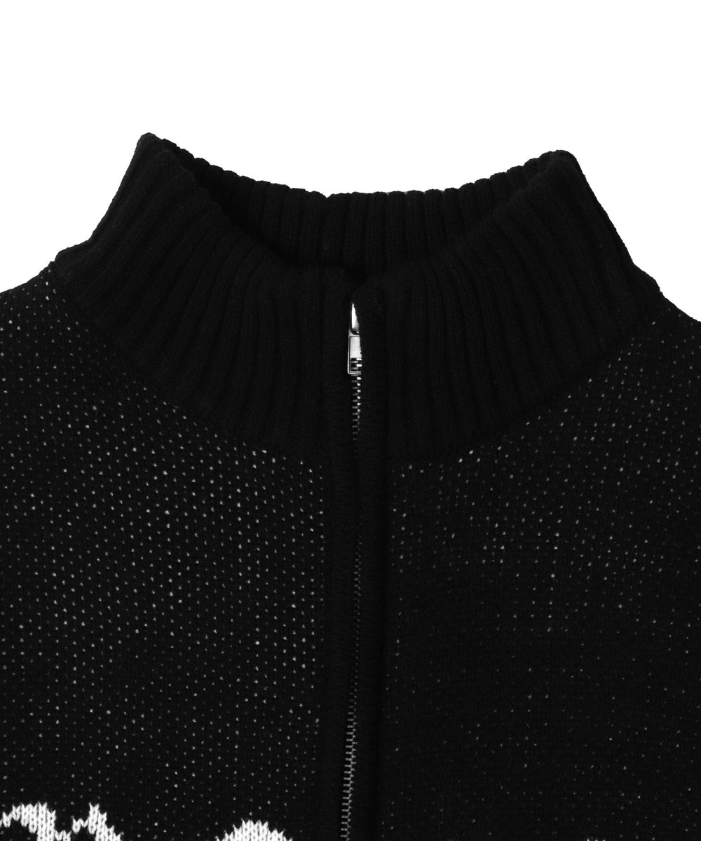 クロスダメージニットBIGブルゾン