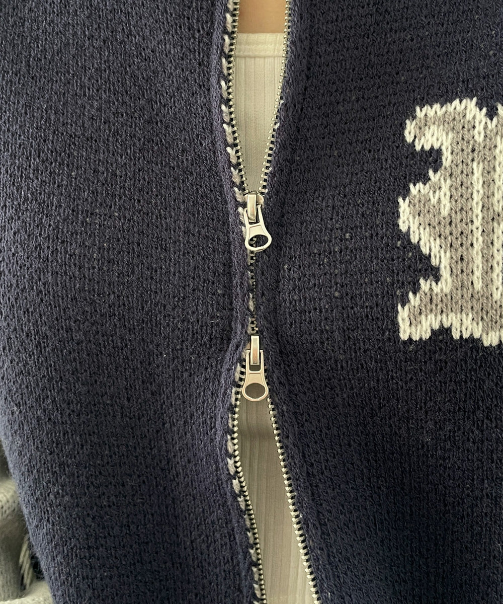 ニットショートスタジャン