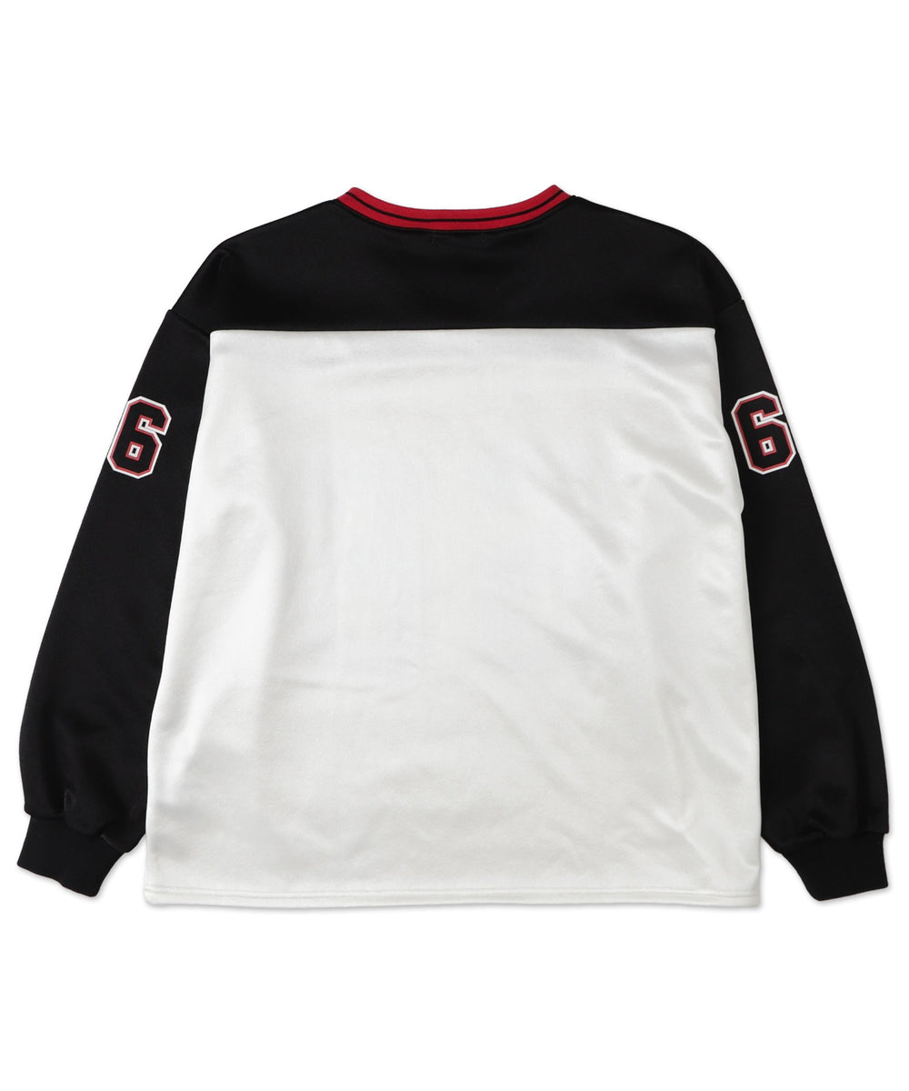 VネックナンバリングサテンBIGスウェット