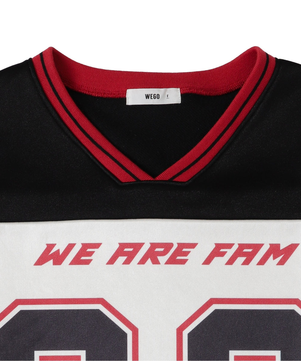 VネックナンバリングサテンBIGスウェット