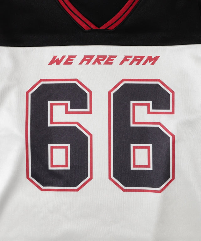 VネックナンバリングサテンBIGスウェット