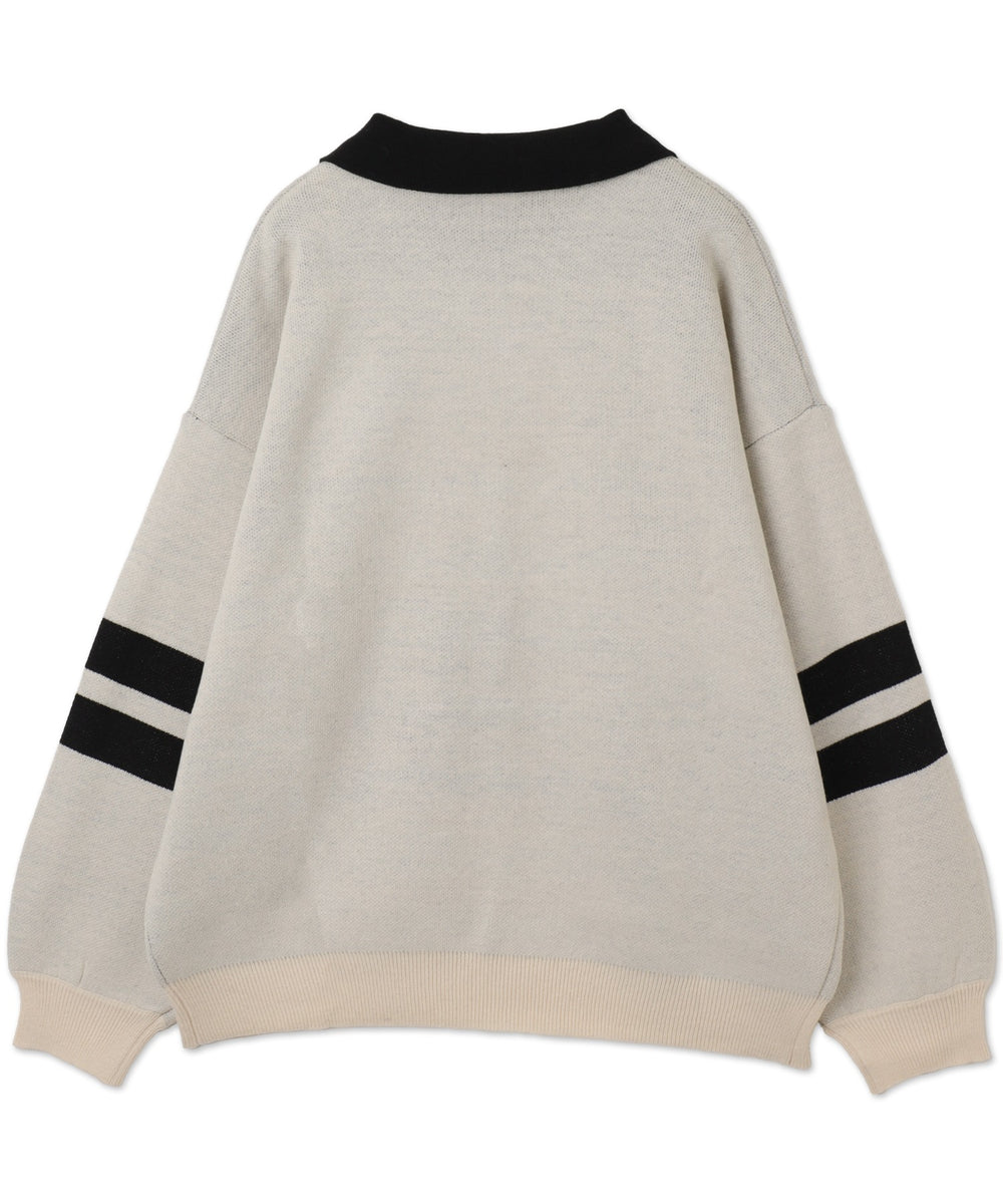 襟付きロゴジャガードニット