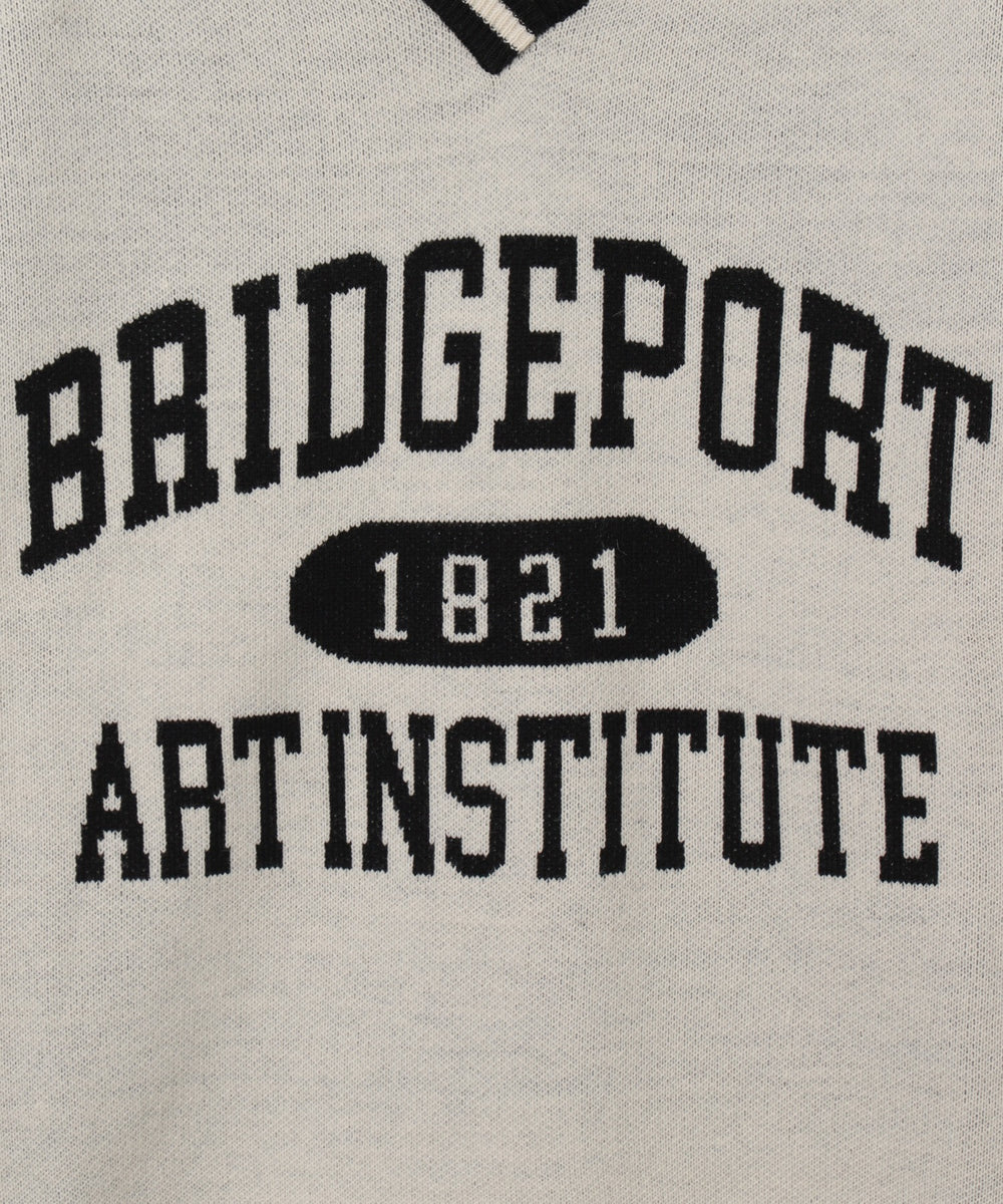 襟付きロゴジャガードニット