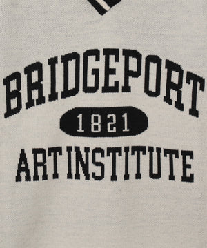 襟付きロゴジャガードニット