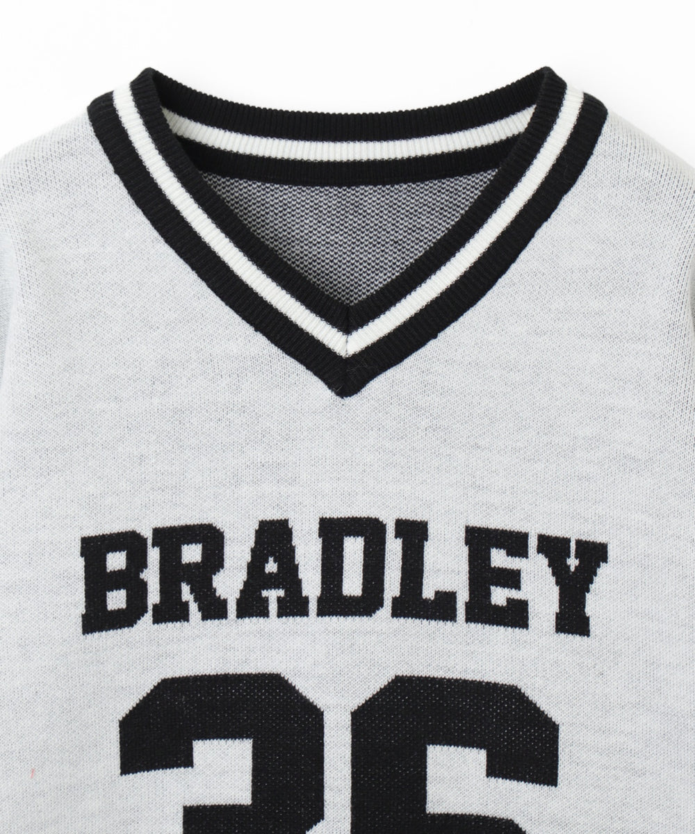 ナンバリングジャガードVネックニット