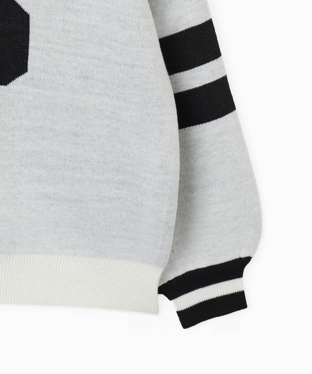 ナンバリングジャガードVネックニット