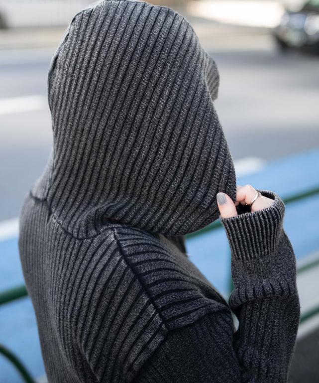 ストーンウォッシュニットパーカー