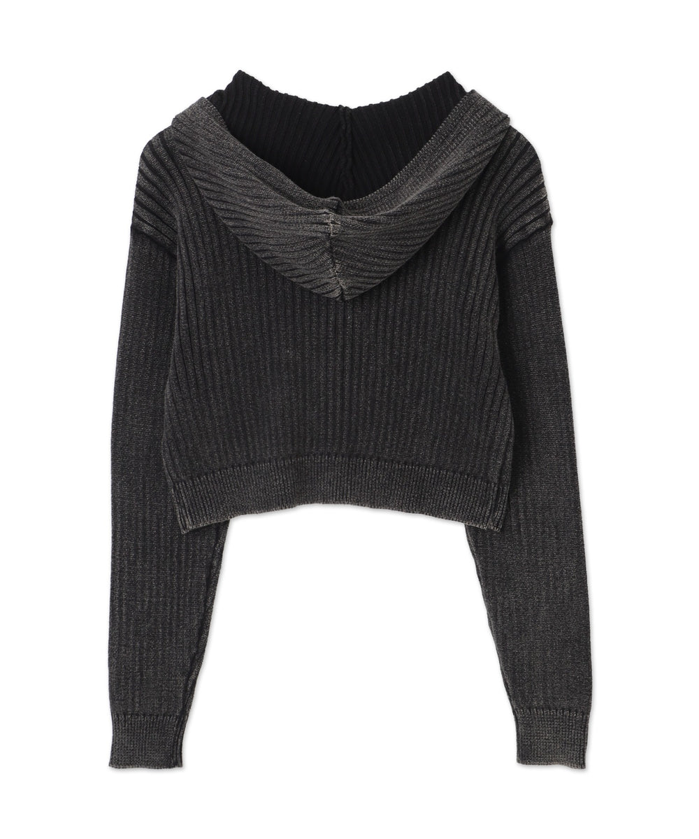 ストーンウォッシュニットパーカー