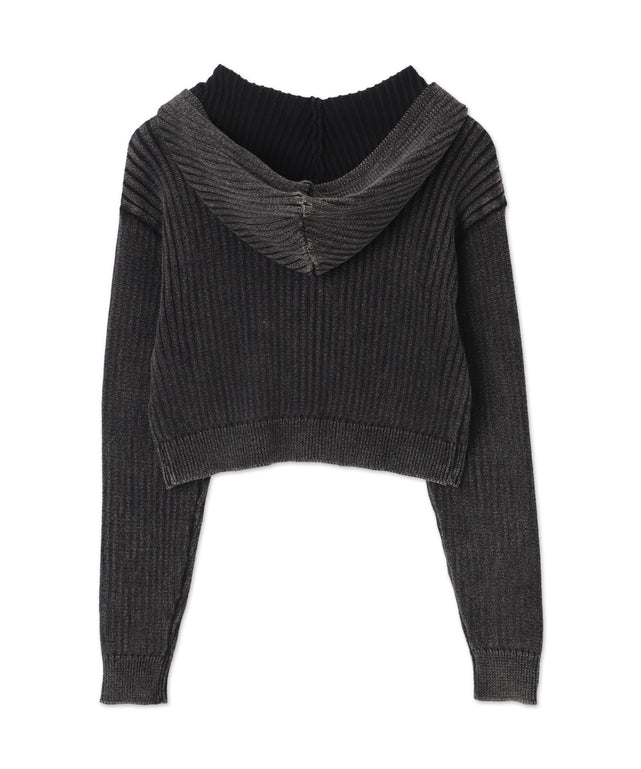 ストーンウォッシュニットパーカー