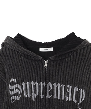 ストーンウォッシュニットパーカー