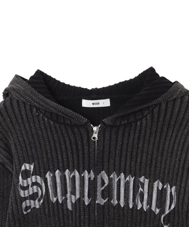 ストーンウォッシュニットパーカー