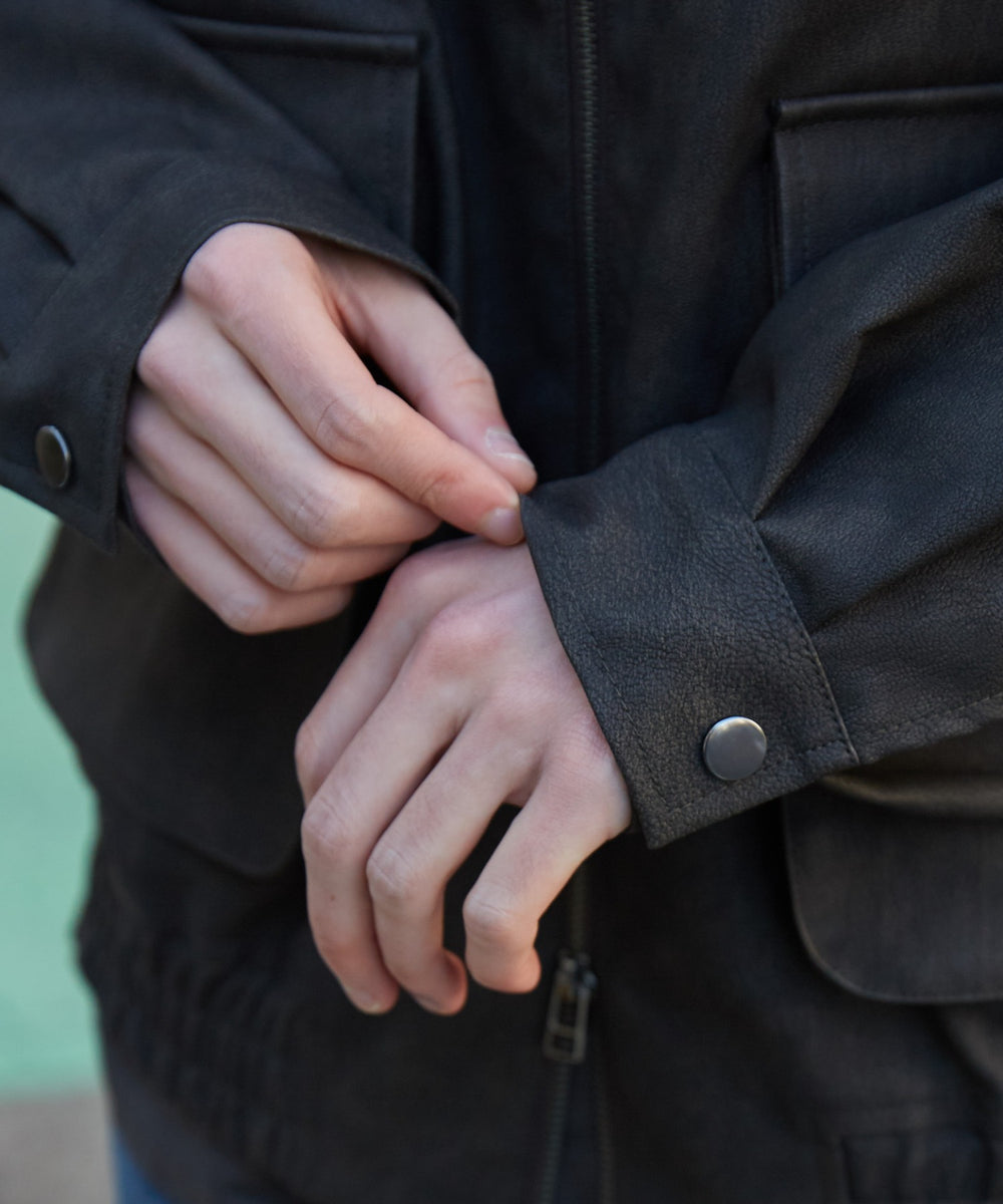 合皮ダブルZIPフライトジャケット