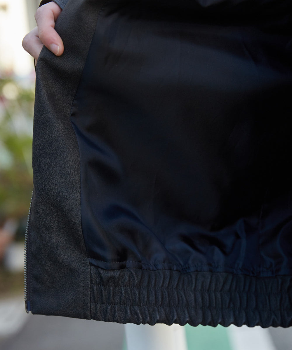 合皮ダブルZIPフライトジャケット