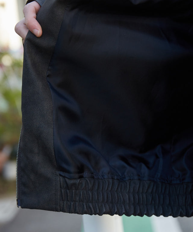 合皮ダブルZIPフライトジャケット