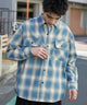 オンブレチェックシャツ（LS）/柄4 モデル：180cm L着用