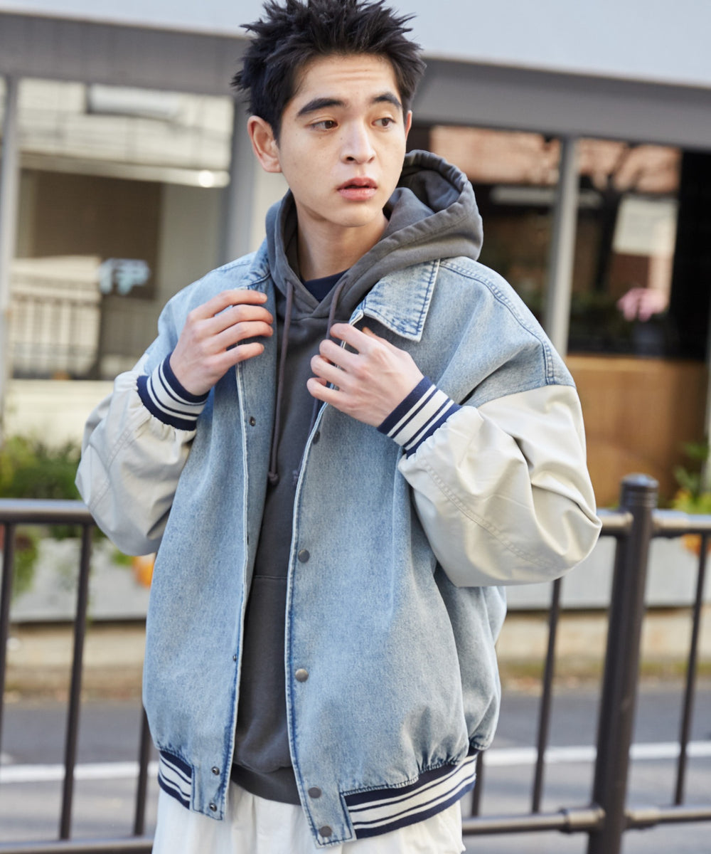 デニム淡加工 モデル：180cm L着用