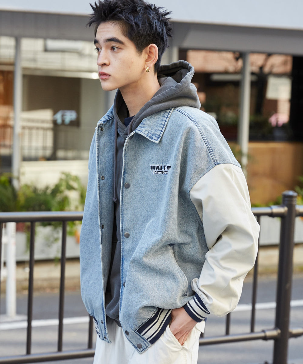 デニム淡加工 モデル：180cm L着用