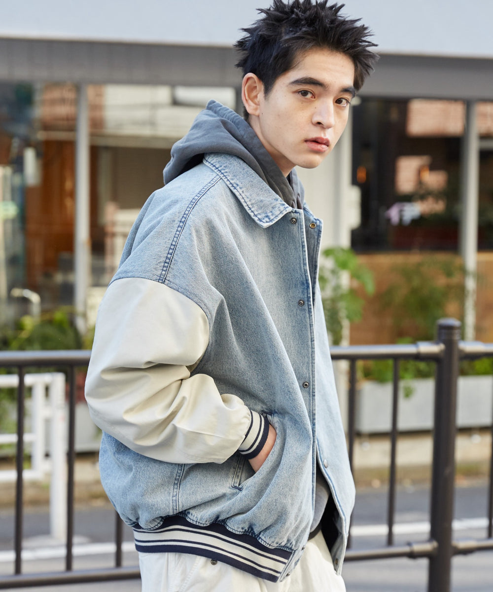 デニム淡加工 モデル：180cm L着用