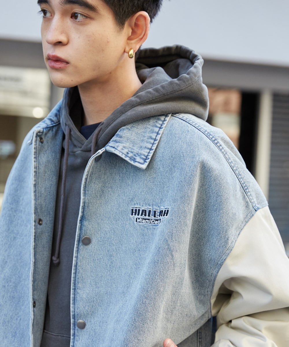 デニム淡加工 モデル：180cm L着用