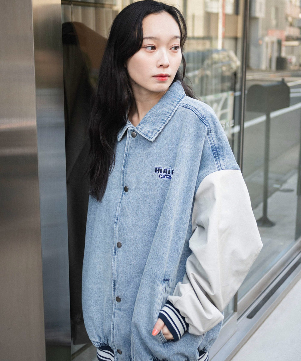 デニム淡加工 モデル：161cm L着用